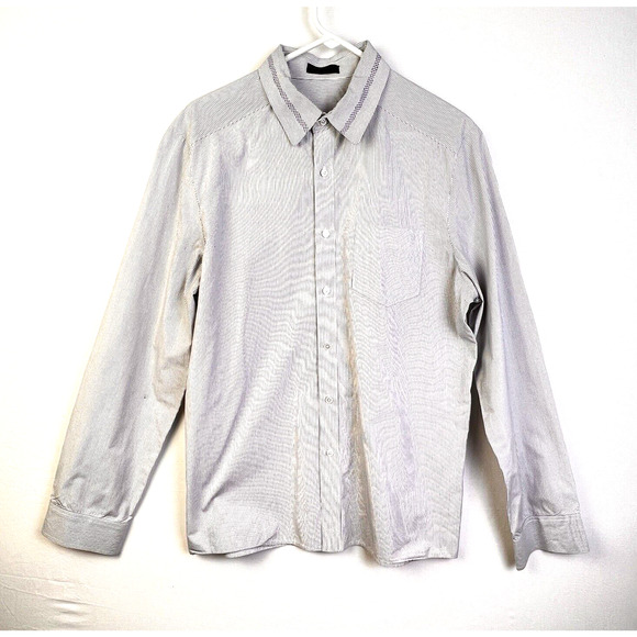 Richard Chai Button Down Shirt Women's XL White Gray Stripe Career Basic Work - Picture 2 of 11